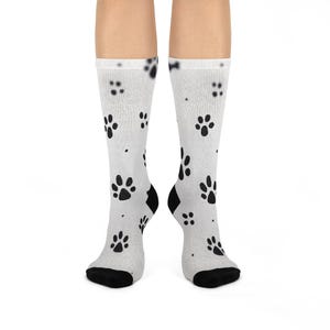Cozy Paw Print Crew Socks | Pet Lover Gift, Dog Cat Accessories, Comfortable Socks, Animal Theme Apparel, Unique Socks for Animal Lovers