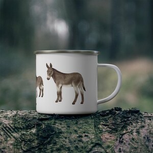 Enamel Camping Mug - Donkey Design, Outdoor Adventure Cup, Animal Lover Gift, Campfire Drinkware, Wilderness Camping Decor, Cute Animal