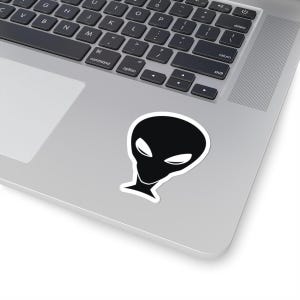 Alien Head Kiss-Cut Sticker: Glossy Vinyl Decal, Sci-Fi Decor