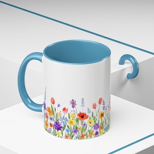 Floral Coffee Mug: Vibrant Ceramic Flower Design, Gift for Gardeners