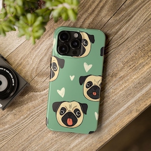 Funda para teléfono con diseño de Pug Love, adorable funda para amantes de las mascotas, resistente y duradera, regalo para mamás de perros, accesorios para teléfono