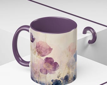 Floral Coffee Mug: Elegant Ceramic Drinkware, Cozy Mornings