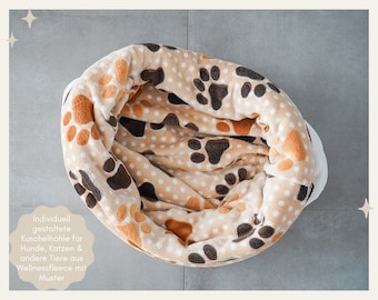 Kuschelhöhe individuell gestaltet für Hunde, Katzen und andere Tiere aus Wellnessfleece mit Muster - Kuschelhöhle-Kuschelsack-Schlafsack