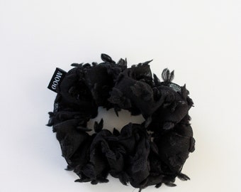 Black Speckle Teddy Scrunchie | Soft Scrunchie | Black Elastic Hair Tie Scrunchie | Gift for Her | Scrunchie with Strong Hold