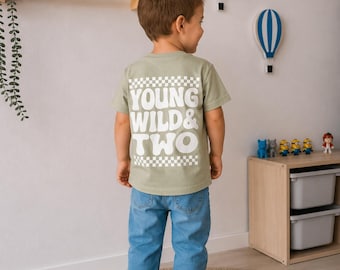 Young Wild & Two Shirt | 2. Geburtstag T-Shirt | Birthday Shirt Mädchen Junge | Unisex Kinder T-Shirt | Geburtstag Outfit | Retro Birthday