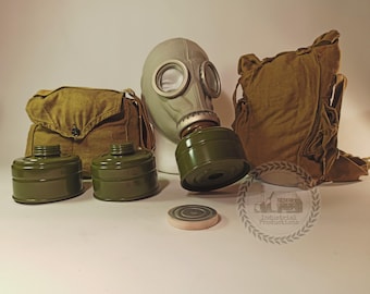 Kit maschera antigas GP-5 + 2 filtri e sacchetto filtro da 40 mm Gost Thread, surplus militare sovietico, da collezione della Guerra Fredda