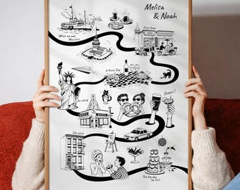 Custom Map, Personalized Illustration, Valentine’s Day Gift, Birthday Gift (Digital Download)