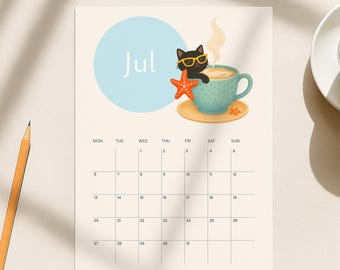 2026 Cat Lover Calendar: Minimalist Monthly Wall Decor (Digital Download)