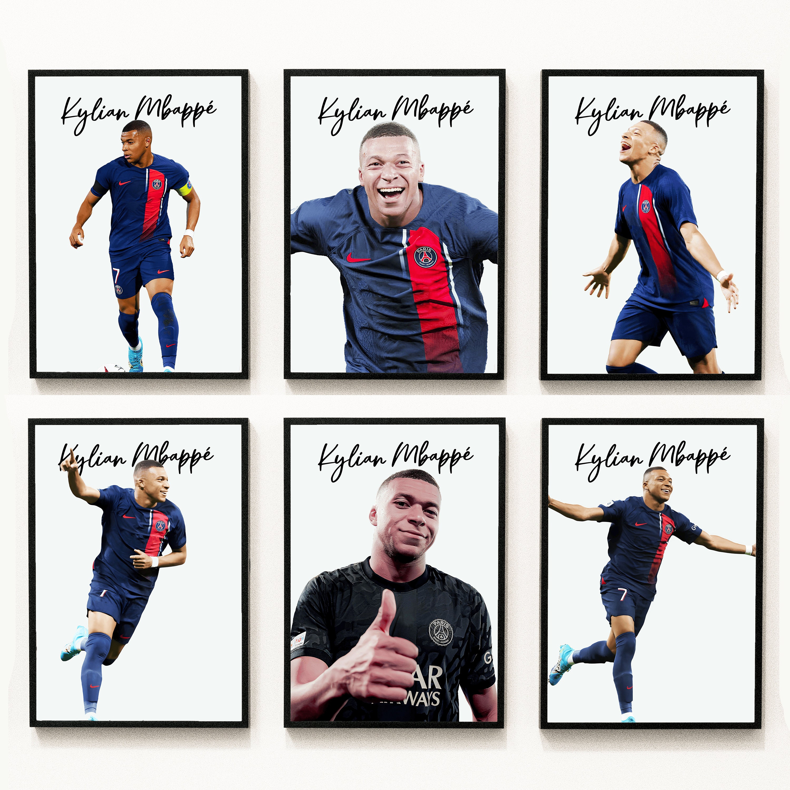 Set of 6 Prints Mbappe Instant Download Football Wall Art Kylian