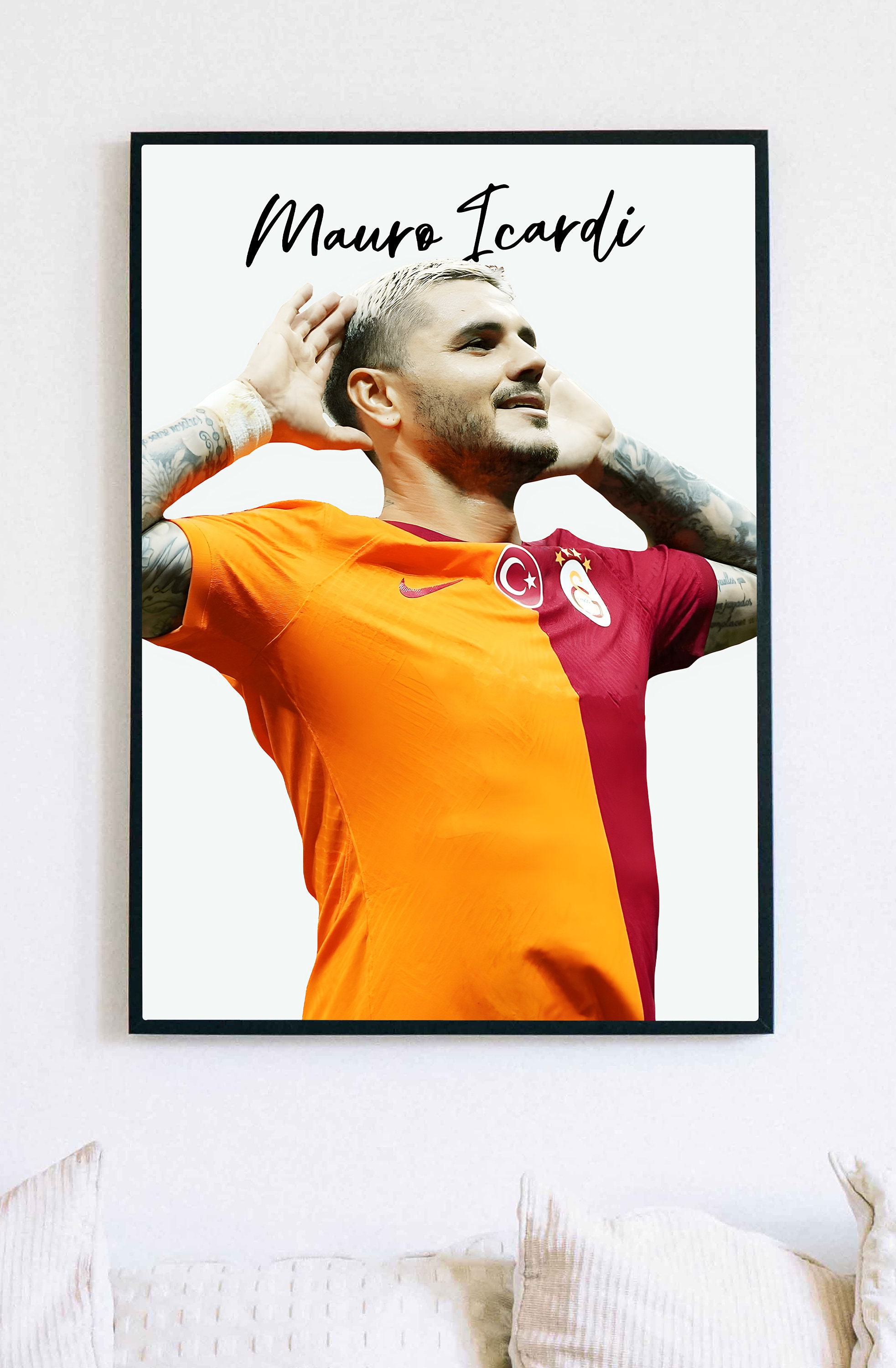  25 Artstreet Mauro Icardi, Trikot Nummer 9 Poster, Galatasaray, Fußballstar, Nummer 9 Kunst, Fußball-Ikone, Sport-Wand-Dekor
