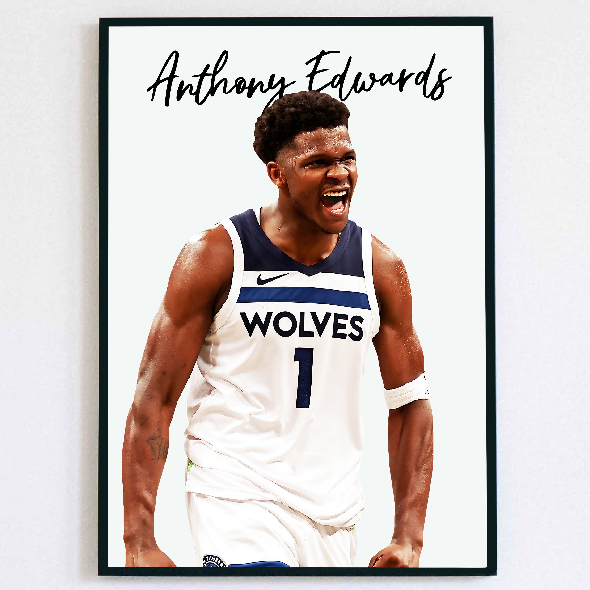 Anthony Edwards Poster Basketball Superstar Cover Art Print Wall Photo  Paint Hanging Picture Family Bedroom Decor Gift 12x18inch(30x45cm)