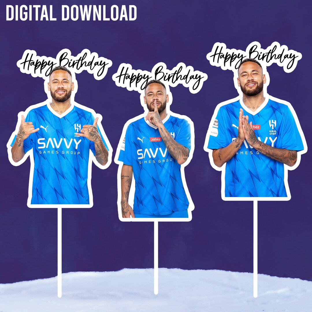 Set of 3 Neymar Birthday Cake Topper Instant Download Neymar Etsy