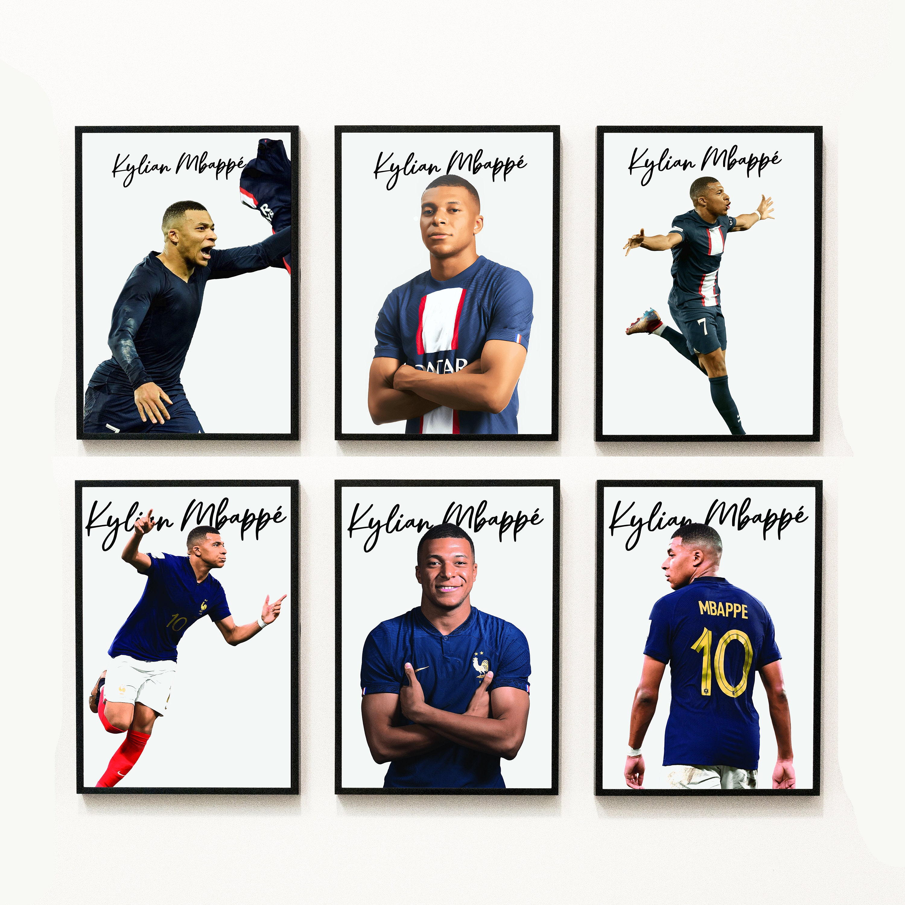 Set of 6 Prints Mbappe Poster Instant Download Kylian Mbappe Wall