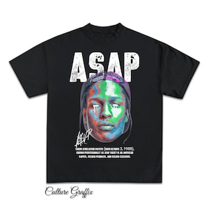 ASAP Rocky Shirt, Vintage Black Rap Tee, Hip Hop Graphic Print T-Shirt, Merch T Shirt ASAP, Oversized Medium Heavy Cotton Black Tee Shirt