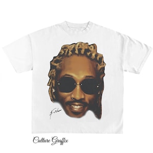 Future Vintage Rap Tee White, Hip Hop Graphic Print T-Shirt, Merch T Shirt Future, Oversized Heavy Cotton Tee Shirt, Future Face Style Tee