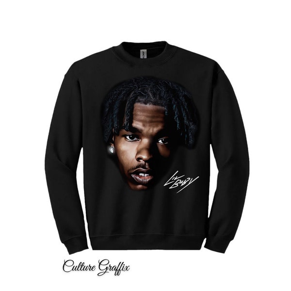 Lil Baby Sweater Noir, vintage Rap Sweatshirt Lil Baby Hip Hop Graphic Print, Merch Sweater Lil Baby, Sweat-shirt surdimensionné en coton lourd