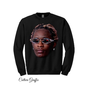 Young Thug Black Sweater, Vintage Rap Young Thug Hip Hop Graphic Print Sweatshirt, Merch Sweater Young Thug, Oversized Heavy Cotton Sweater