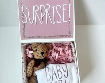 Gender reveal gift box, gender reveal for baby girl announcement, baby girl surprise gender reveal, it’s a girl gift box,gender reveal box