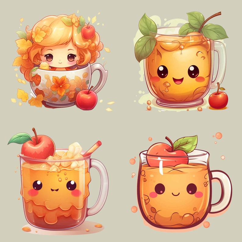 KAWAII Fall Clipart Bundle KAWAII Cartoon FALL Collection - Etsy