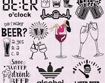 Paquete de citas sobre cerveza Svg/Eps/Png/Dxf/Jpf/Pdf, papá cervecero Svg, refrán divertido sobre cerveza Svg, silueta de jarra de cerveza, anuncio de bebidas, impresión de alcohol