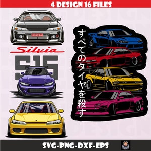 Premium Japan Car Design Bundle,Jdm CarClipart ,Nissan Silvia S15 S13 Gang,Japan Car Design, Nissan Silvia S13 S15 Clipart ,Svg, Png,Dxf,Eps