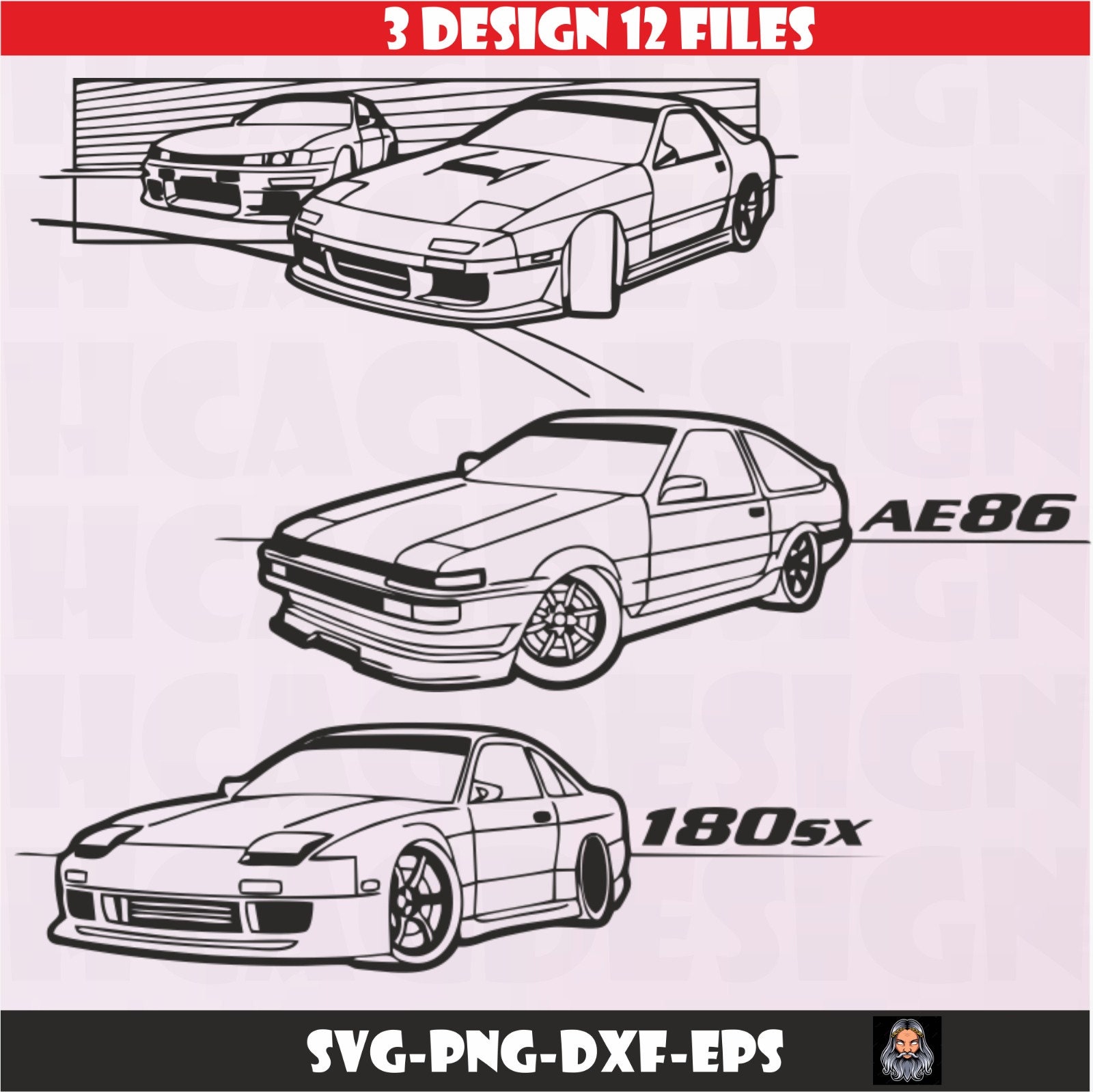 Japanese Sports Car AE86 Twincam SVG, PNG, EPS, Dxfcut File