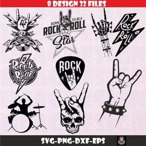 Rock Band Svg Bundle, Rock Music, Heavy Metal, Rock And Roll, Digital Download, Rock On Hand, Rock TSHIRT Design, Printable