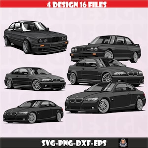 BMW-serie clipart, BMW Cricut, E30, E39, E60-serie, BMW Design, BMW E-serie design, SVG, png, dxf, eps