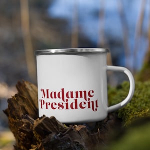 Madame President (White/Red) Enamel Mug