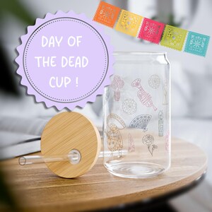 Vaso para beber del Día de Muertos, 16 oz / Botella de agua estilo mexicano, ecológico, regalo perfecto, Día de los Muertos, decoración del hogar