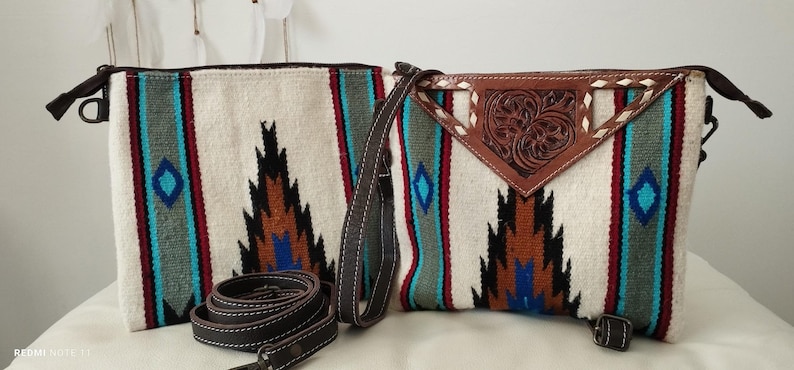 Sac bandoulière cuir aztèque occidental, Sac à main aztèque pour femme, Best Western Cadeau pour les femmes, Sac à bandoulière réglable image 3