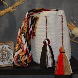 Authentic Wayuu shoulder bag with crystal rhinestone strap
