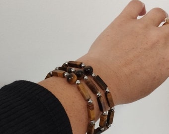 Bracelet en pierres semi précieuses œil de tigre naturelle Perles de pierre bracelets énergétiques Bracelet de protection Perles rectangles