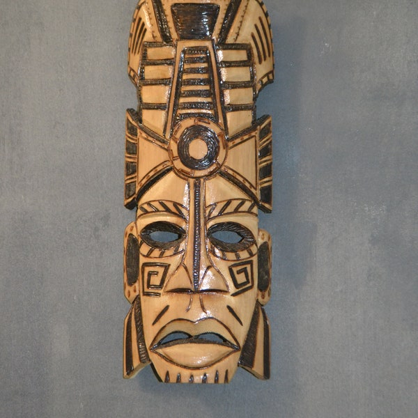 Tiki Masque Plaque Murale en Bambou 30 cm Sculpté à la main - Décoration caraïbe - décoration Hawaïen