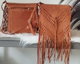 Moroccan vintage bag Shoulder bag Braided leather bag Leather fringe bag Moroccan leather Women's handbag Boho bag Boho bag Gift for woman