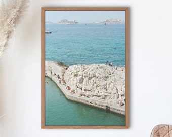 Marseille Beach Art Print, French Riviera Photography (8x10, 12x18)