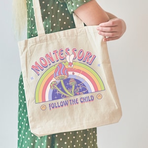 Retro Montessori Teacher Gift, Montessori Teacher Appreciation, Montessori Parent Tote Bag,Montessori gifts, follow the child Back to School