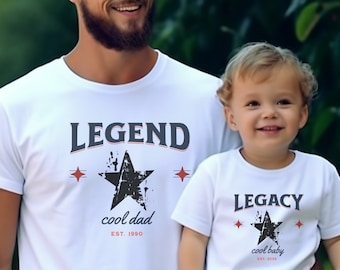 Retro Die Legende, Das Vermächtnis, Vater-Sohn-Shirts Passende Shirts, Vater und Tochter, Vatertagsgeschenk, Geschenk für Papa, Papa lustiges Tshirt, T-Shirt
