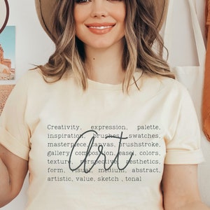 Kunst Wort Shirt, Kunstlehrer Shirt, Geschenk für Kunstlehrer, Kunstlehrer Tshirt, Künstler T-Shirt, Kunstliebhaber T-Shirt, Rundhals-T-Shirt für Kunstliebhaber