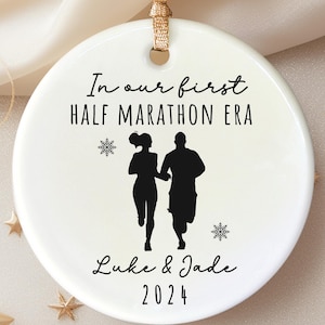 Custom Half Marathon Ornament for Marathon Finisher gift,  Personalized Marathon Runner Ornament, Marathon Finisher Ornament Gift for Couple
