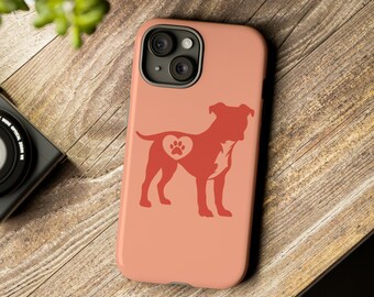 Peach Fuzz Staffordshire Bull Terrier Funda para teléfono / Regalos elegantes para staffy, Funda moderna para mamá pitbull, iPhone, Galaxy, Funda linda de Google Pixel