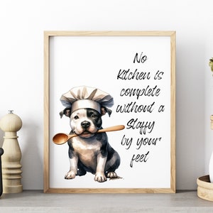 Stafforshire Bull Terrier Dog Kitchen Art Print, Unframed , Modern Amstaff kitchen art , American Staffy gift , English Staffordshire Gift