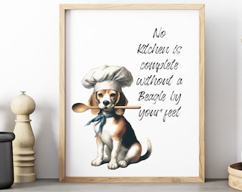Beagle Dog Kitchen Art Print, Unframed , Modern Beagle kitchen art , Beagle lover gift, kitchen decor beagle wall art gift for beagle mom