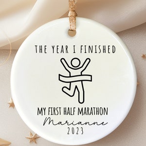 Custom Half Marathon Ornament for Marathon Finisher gift, Personalized Marathon Runner Ornament, Marathon Finisher Ornament Gift for Runner