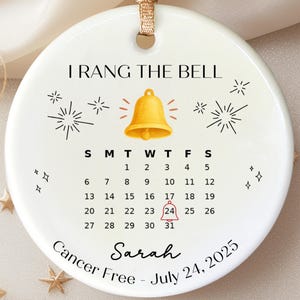 I Rang the Bell Calendar Ornament – Personalized Cancer Free Gift – Chemo Bell Ringing Keepsake – Survivor Christmas Gift for Women & Men