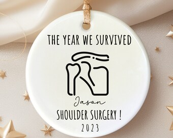 Shoulder replacement gift for Shoulder surgery recovery , gift for post Shoulder replacement keepsake, Christmas Shoulder surgery ornament