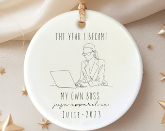 Small Business Owner Ornament, First Christmas as I became my own boss, New Business Gift for business owner, Custom Business Ornament boss