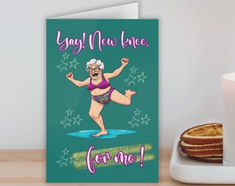Funny Knee Surgery Card , Knee replacement gift for post-op, Get Well Soon Card for joint surgery, New Knee gift, joint surgery card for her