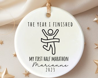 Custom Half Marathon Ornament for Marathon Finisher gift, Personalized Marathon Runner Ornament, Marathon Finisher Ornament Gift for Runner