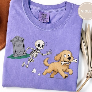 Goldendoodle Halloween Shirt Comfort Colors, Funny Skeleton Dog Tee, Doodle Mom Gift, Doodle Spooky Season Shirt, Fall Dog Lover Sweatshirt